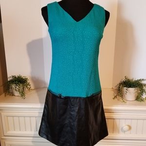NWT - ANDREW MARC mini shift, turquoise and black
